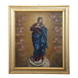 Immaculate Conception, 18th Century, Oil Painting on Canvas, Framed For Sale