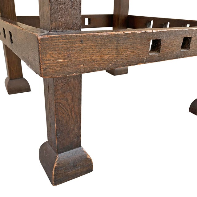 Early 20th Century English Arts & Crafts Leather Top Stool For Sale - Image 11 of 13