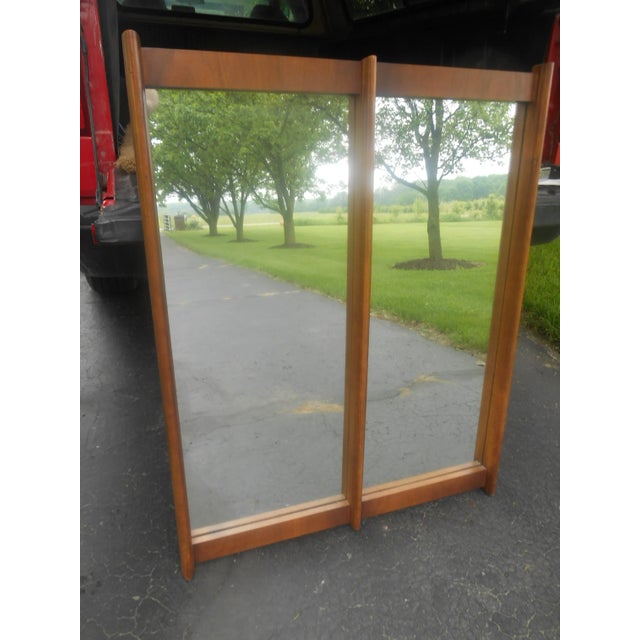 Mid-Century Modern Vintage Mid-Century Danish Modern Teak Double Wall Mirror For Sale - Image 3 of 9