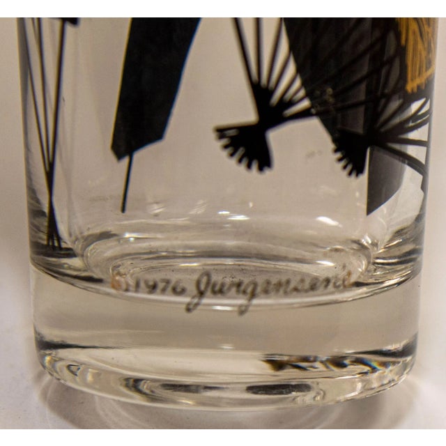 1970s Set of Six Highball Glasses Black and Gold by Jules Jurgensen's in Cart For Sale In Palm Springs - Image 6 of 12