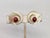 Boucher Vintage 1950s Signed Boucher Round Goldtone Faux-Carnelian Cabochon Clip Earrings-2 Pieces For Sale - Image 4 of 11