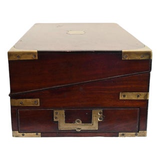 Antique Victorian Mahogany Campaign Writing Slope, 1850 For Sale