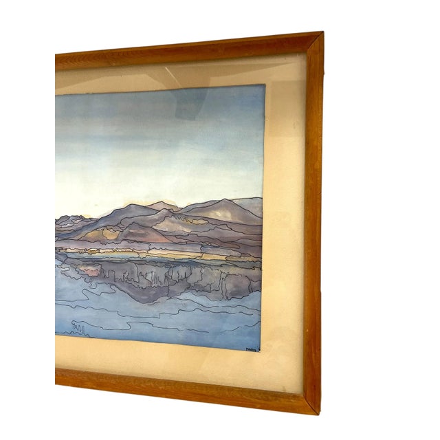 Possibly Original Mid-Century Modern Watercolor Landscape Painting Signed Mary,1969 For Sale In Seattle - Image 6 of 10
