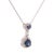 Elegant platinum necklace showcasing heart and pear sapphires surrounded by diamonds. A refined piece that blends romantic...