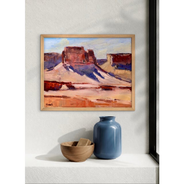 Sienna Southwestern Adobe Shadows - Desertscape Oil Painting Landscape For Sale - Image 8 of 12