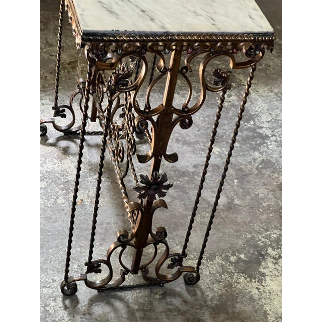 Antique Wrought Iron Marble Topped Table Chairish