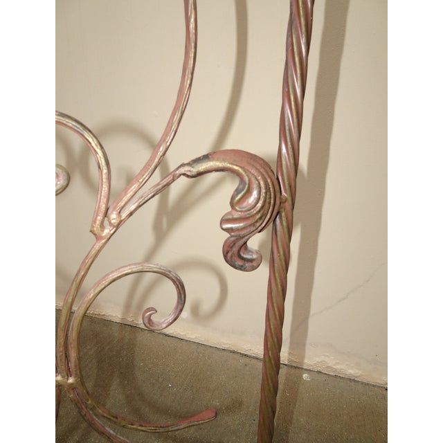 Vintage Three Panel Brown Metal Fireplace Screen Scrolls & Flourishes For Sale - Image 11 of 12