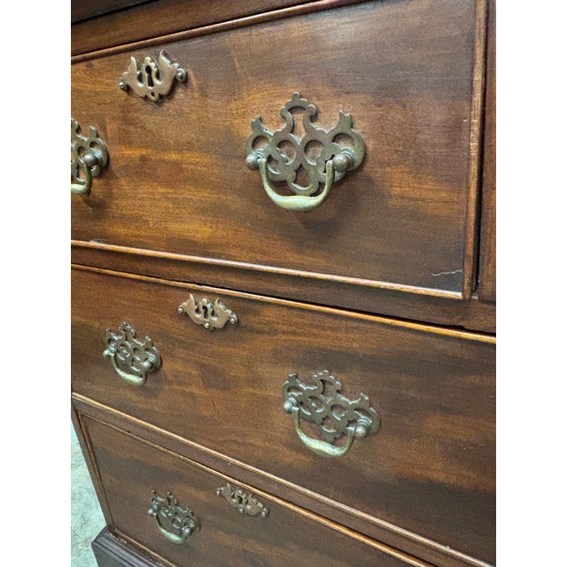 Brown Antique English Georgian Mahogany Slant Front Bureau Desk For Sale - Image 8 of 12