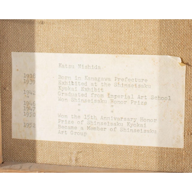 Oil on Canvas Painting of Two Figures by Katsu Nishida For Sale In Indianapolis - Image 6 of 8