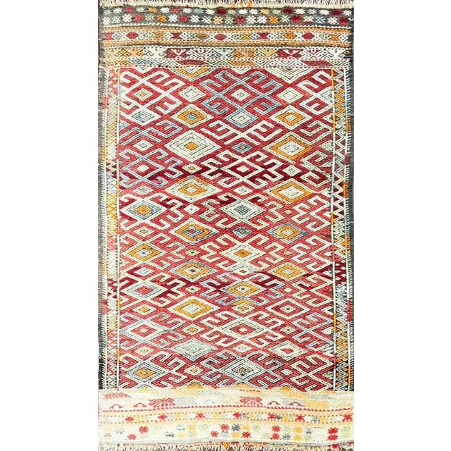 Mid 20th Century Vintage Handmade Moroccan Flat Weave/Kilim,#17420, 4'9" X 8'1" For Sale - Image 13 of 13
