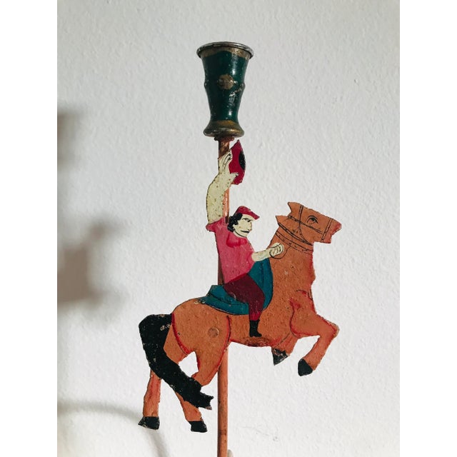 Mid 20th Century Vintage Rustic Metal and Hand Painted Spanish Vaquero Candle Holders - Set of 2 For Sale - Image 5 of 9