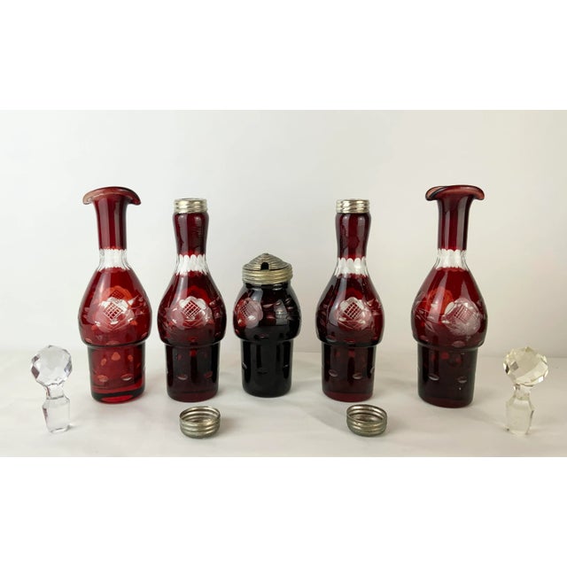Ruby Red Late 19th Century Ruby Cruet / Castor Set - 10 Pieces For Sale - Image 8 of 13