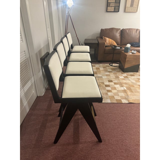 Linen Restoration Hardware Jakob Counter Stools (4) Four For Sale - Image 8 of 8