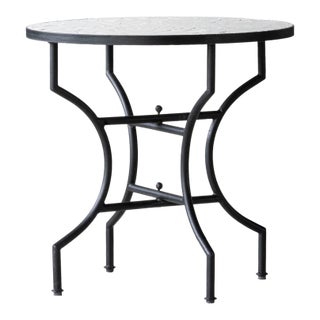 Matthew Izzo Home Moroccan Zellige Vanilla Tile 32" Round Bistro Table With Iron Base For Sale