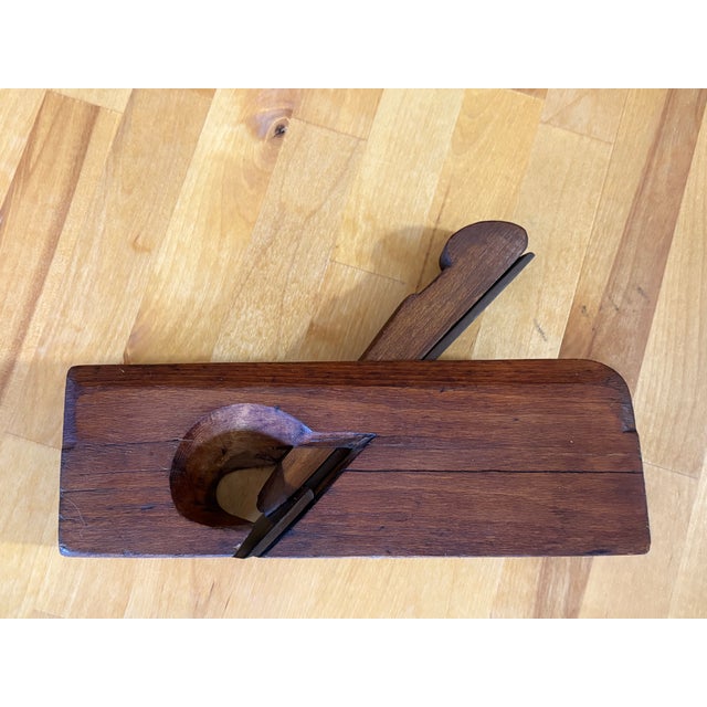 Antique Handcrafted Wood Plane 9.5 Inches Long With a Forged Steel Cutting Blade For Sale - Image 9 of 10