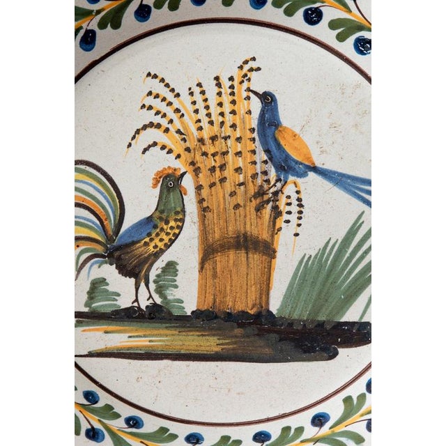 Late 18th Century Birds on Wheat Sheaf Plate from Nevers Faïence For Sale - Image 4 of 7