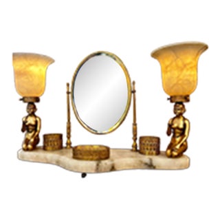 1920s Art Deco Vanity/Dressing Table Lamp and Plateau Set. For Sale