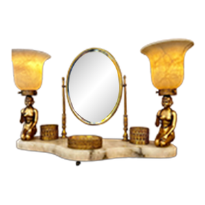 1920s Art Deco Vanity/Dressing Table Lamp and Plateau Set.