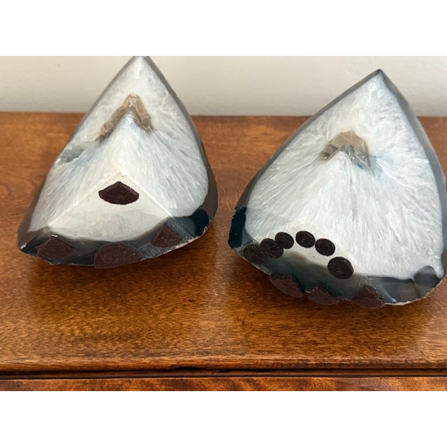 Vintage White Agate Geode Bookends, a Pair For Sale - Image 6 of 7