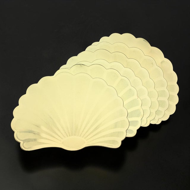 1990s Gold Clamshell Sea Shell Placemats - Set of 6 For Sale - Image 9 of 14