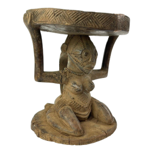 Early 20th Century Tabwa Figural Stool with Indigenous Repairs