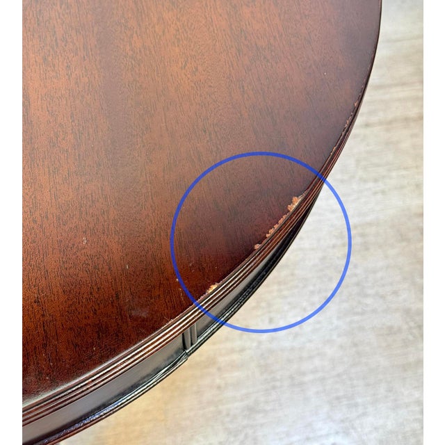 Vintage Traditional Mahogany Round Drum Table W/ Lions Head Pulls For Sale - Image 9 of 13