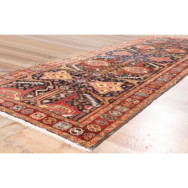 Navy Blue Late 19th Century Persian Heriz Rug, 04'06 X 11'09 For Sale - Image 8 of 10