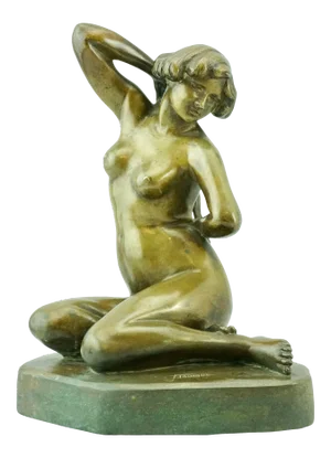 French Art Deco Bronze Nude by F. Trinque, 1930