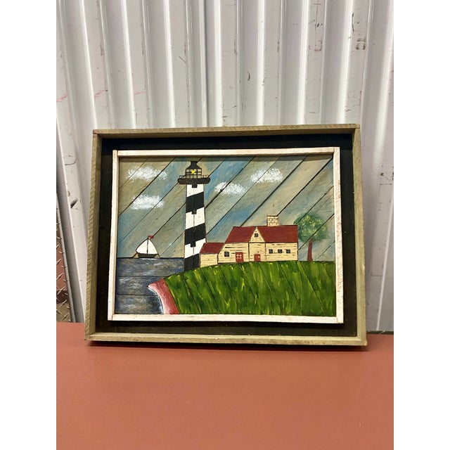 1960s Warren Kimble Style Painting Over Slanted Wooden Plank . For Sale - Image 9 of 12