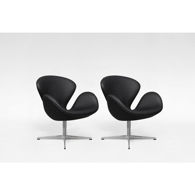 Vintage Swan Chairs (Model 3320) designed by Arne Jacobsen for Fritz Hansen, Denmark, in the 1950s. Upholstered in...
