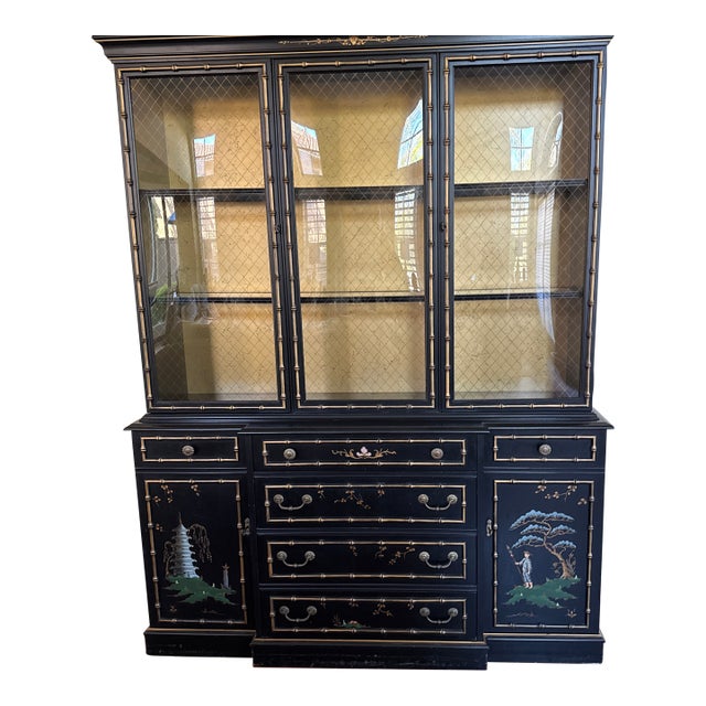 1930s Asian China Cabinet by Jasper Cabinet Co. For Sale