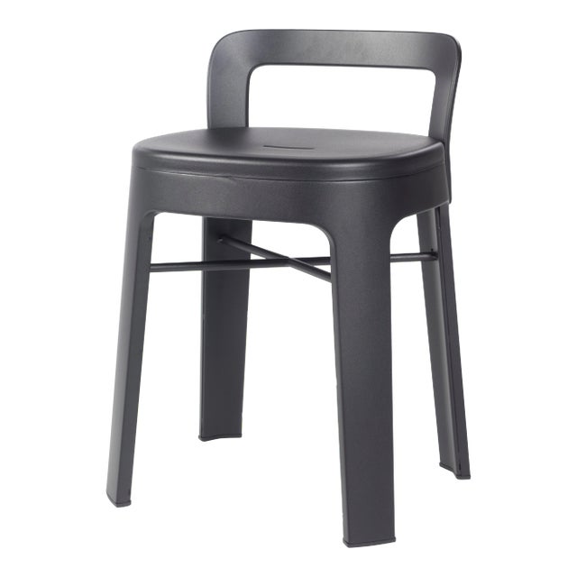 RS Barcelona Ombra Indoor/Outdoor Low Stool with Backrest, Black For Sale
