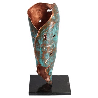 Copper Hand Sculpted Vase by Samuel Costantini For Sale