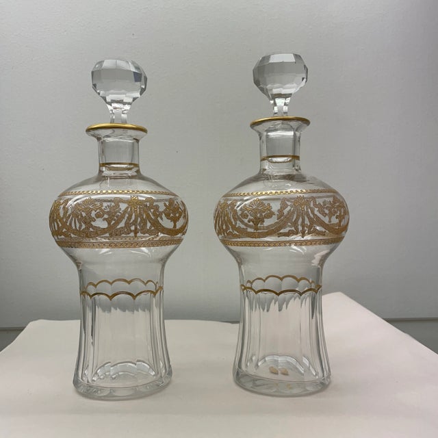 Art Deco 1940s French St. Louis Crystal Scent Bottles - a Pair For Sale - Image 3 of 5