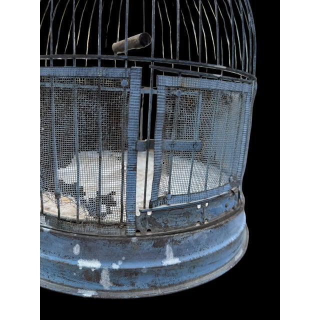 Blue Antique Birdcage Hendryx Company Blue Metal Wire For Sale - Image 8 of 12