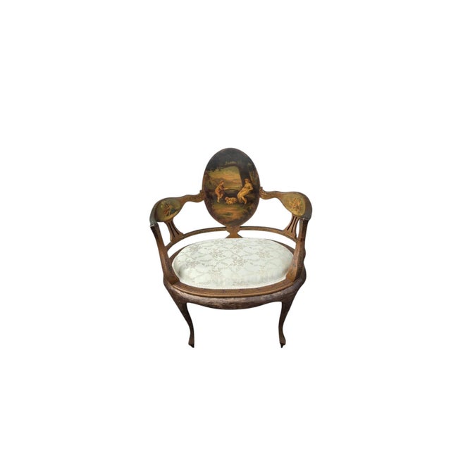 19th Century French Louis XV Style Hand-Painted Romantic Armchair For Sale - Image 14 of 14
