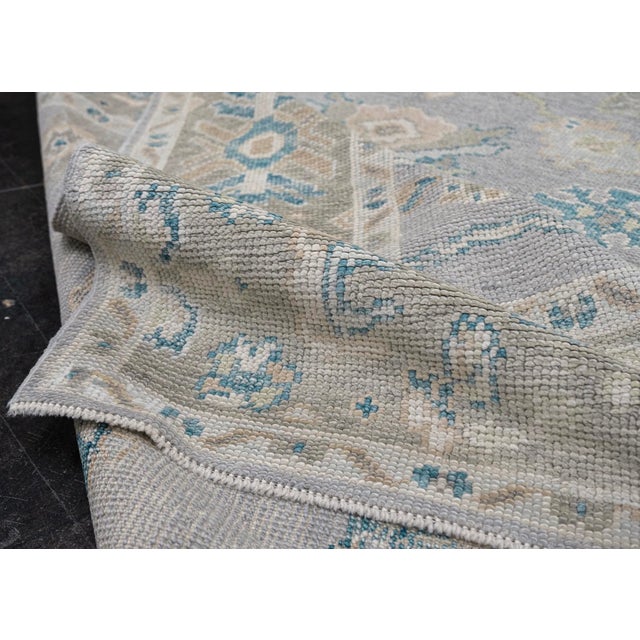 Cream Turkish Oushak Rug Gray, Blue, Beige & Cream Handwoven Wool Rug 5'1" X 7'2" For Sale - Image 8 of 11
