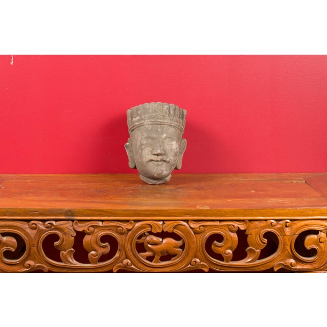 Asian Mid 19th Century Chinese Qing Dynasty Period Carved Head Sculpture of an Official For Sale - Image 3 of 11