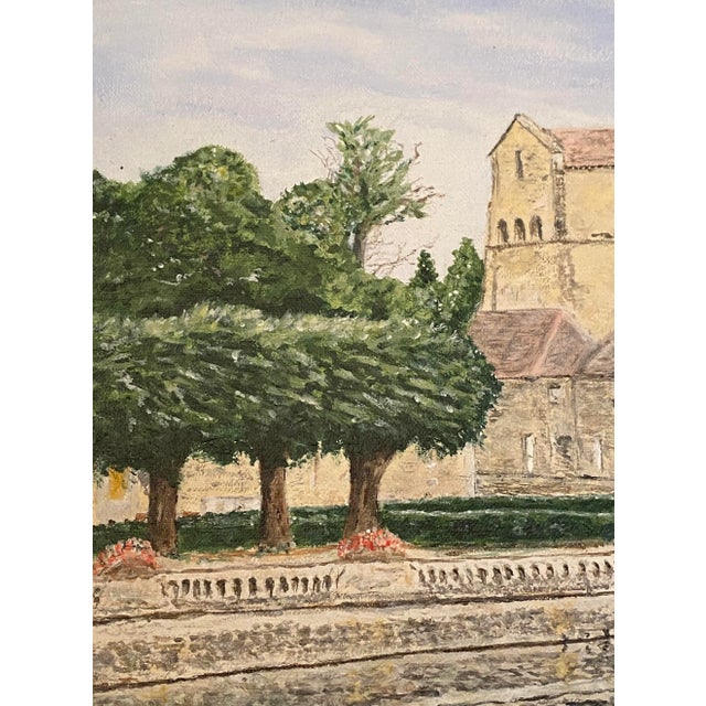 Wood 1980’s French Oil on Canvas Still Life “Basilica of Paray-Le-Movial” by Artist J. Woodward For Sale - Image 7 of 13
