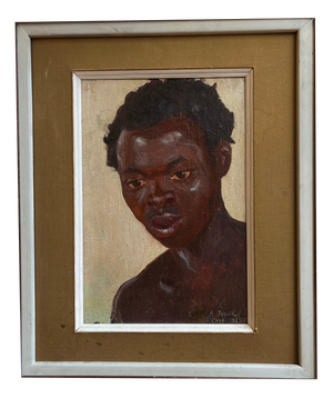 Alexandre Jacovleff, Portrait of a Young African Man, 1925, Oil Painting on Panel, Framed