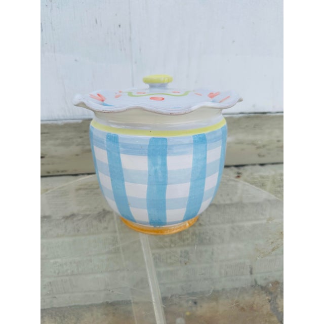 Contemporary Vintage Lidded Jar in the Style of Mackenzie Childs For Sale - Image 3 of 7