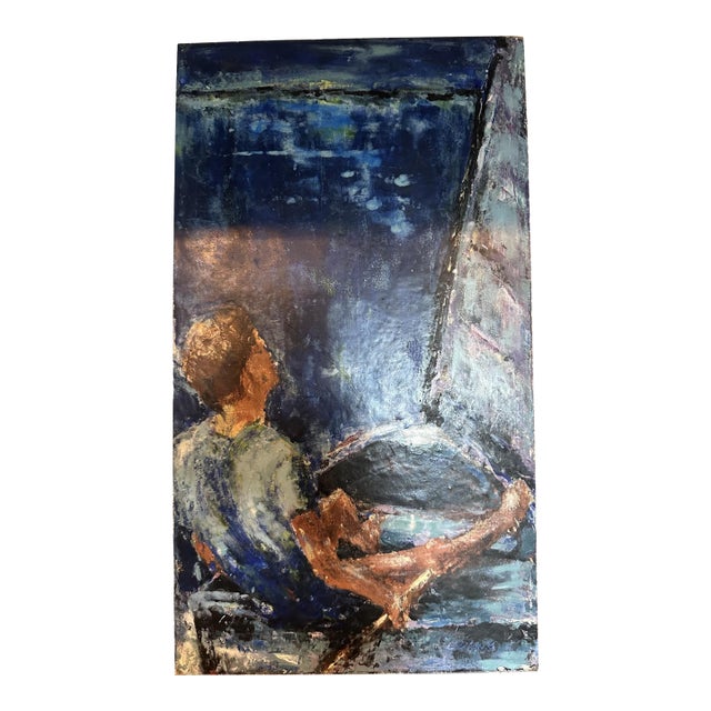 Mid-Century "A Sailor's Dream" Encaustic Painting, Signed C. Burns For Sale