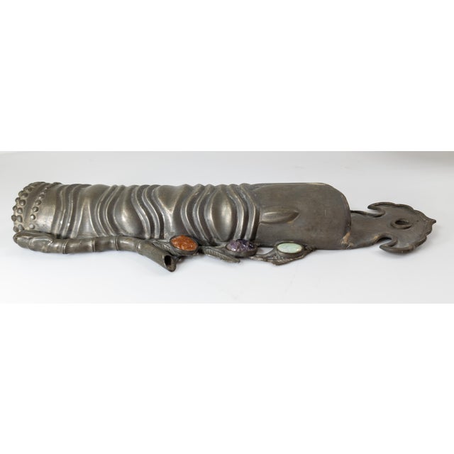 19th Century Chinese Pewter Bamboo Form Wall Pocket Vase For Sale - Image 10 of 12