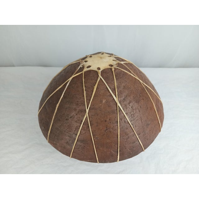 Tarahumara Olla Eartherware Water Jug With Rawhide Lacing and Display Stand For Sale - Image 16 of 17