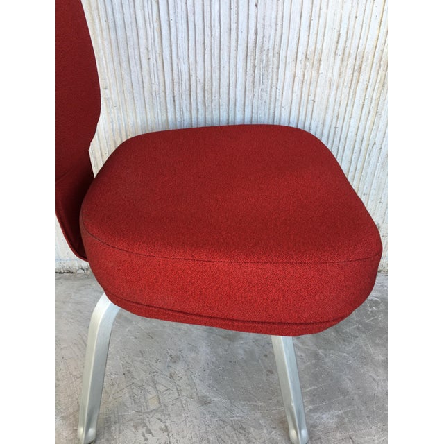 Set of Seventeen Conference or Dining Chairs in Steel and Red Wool For Sale - Image 4 of 13