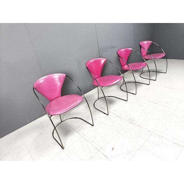 Vintage Pink Linda Dining Chairs from Arrben, 1980s, Set of 4 For Sale - Image 6 of 13