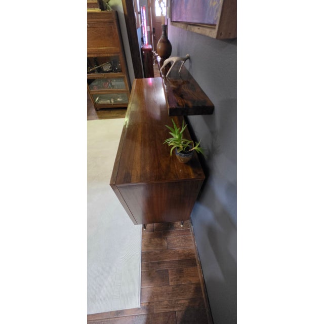 1960s Legacy Chevron Artisan Restored Walnut Credenza - 66" For Sale - Image 13 of 18
