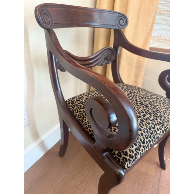 Brown Early 20th Century Neoclassical Style Mahogany Armchair With Leopard Velvet Seat For Sale - Image 8 of 8