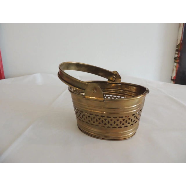 2010s Small Brass Indian Decorative Basket With Handle For Sale - Image 5 of 5
