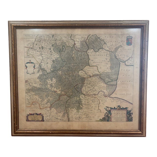 17th Century Joan Blaeu Hand-Colored Map of the English Fenlands For Sale